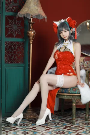 51酱《碧蓝航线 柴郡新春旗袍》写真图集 12P｜在线预览与图包下载