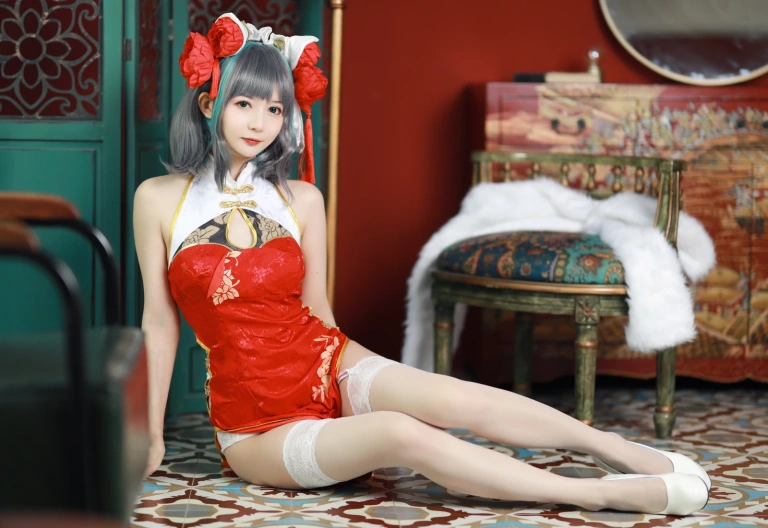 51酱《碧蓝航线 柴郡新春旗袍》写真图集 12P｜在线预览与图包下载