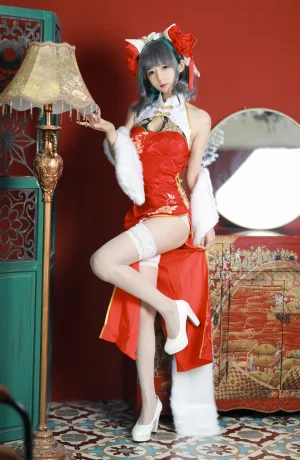 51酱《碧蓝航线 柴郡新春旗袍》写真图集 12P｜在线预览与图包下载