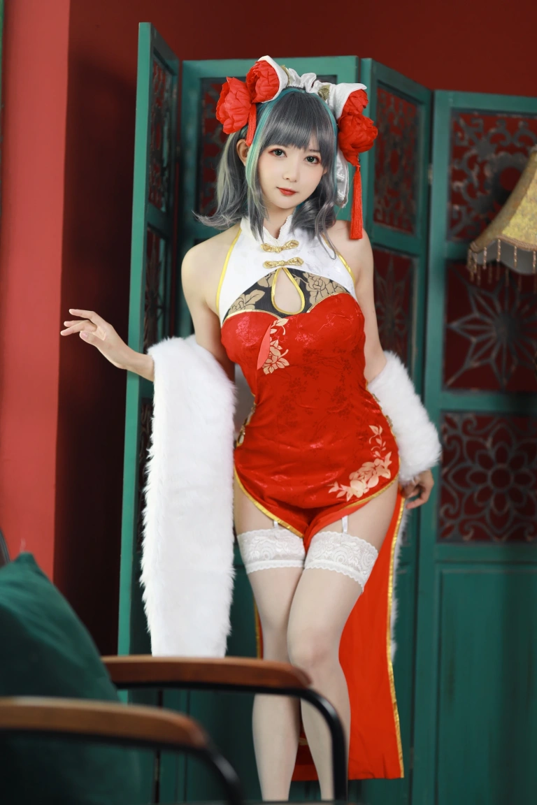 51酱《碧蓝航线 柴郡新春旗袍》写真图集 12P｜在线预览与图包下载