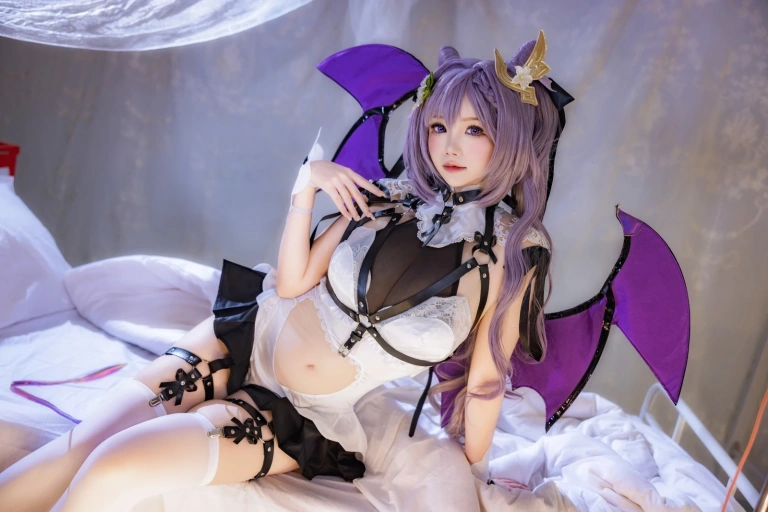 雪晴Astra《刻晴恶魔拘束睡衣》写真图集 20P+4V｜在线预览与图包下载