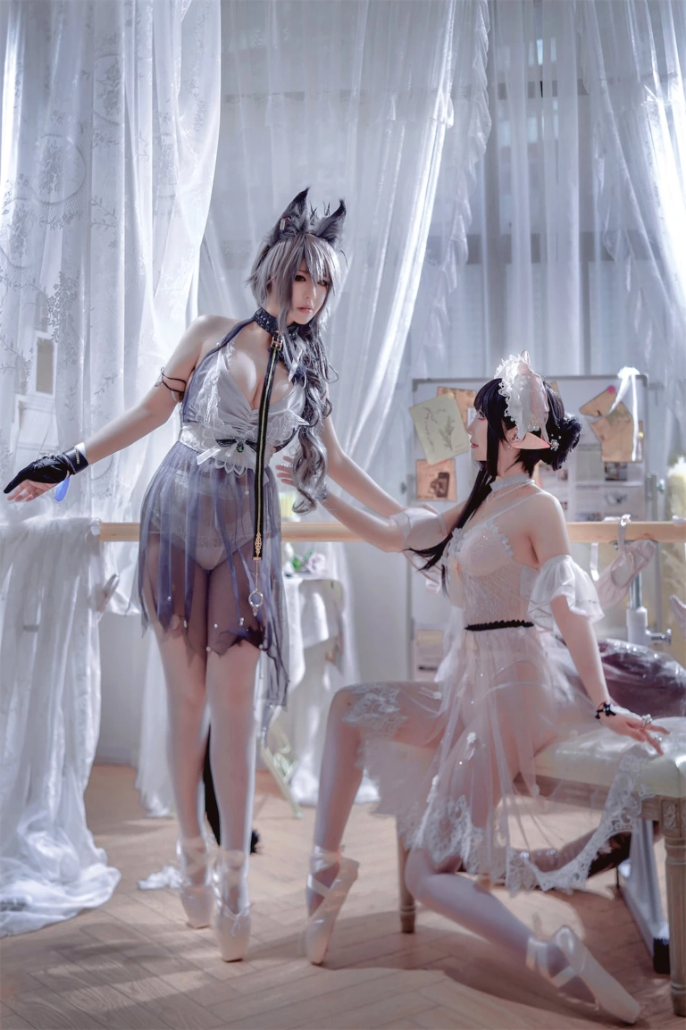 半半子 BANBANKO《Arknights 黑x森蚺バレエ（&面饼仙儿）》写真图集 56P｜在线预览与图包下载