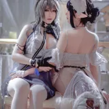 半半子 BANBANKO《Arknights 黑x森蚺バレエ（&面饼仙儿）》写真图集 56P｜在线预览与图包下载
