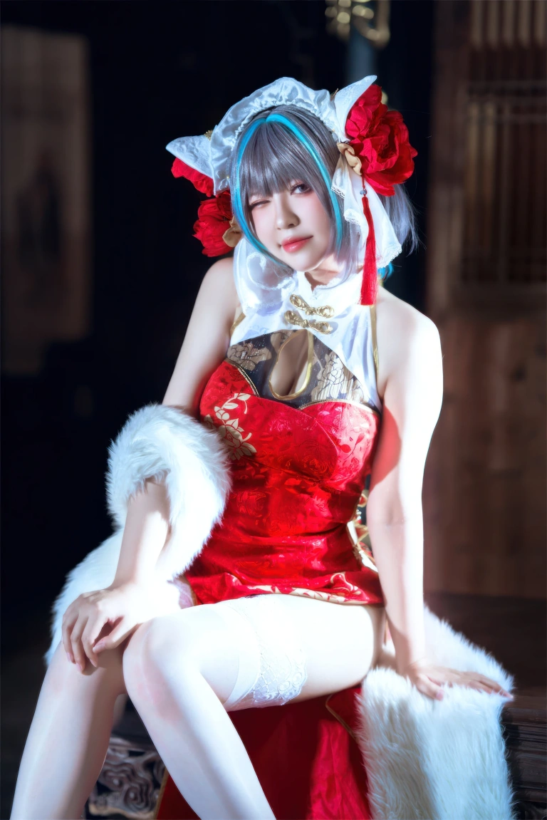 半半子 BANBANKO《柴郡中华娘旗袍》写真图集 45P+2V｜在线预览与图包下载