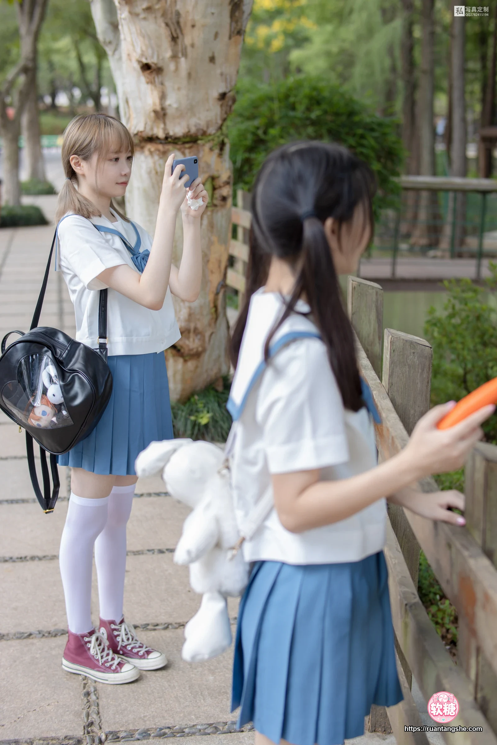 森萝财团 JKFUN-025 《两女一ZOO》 80D白丝过膝袜 默陌&Aika