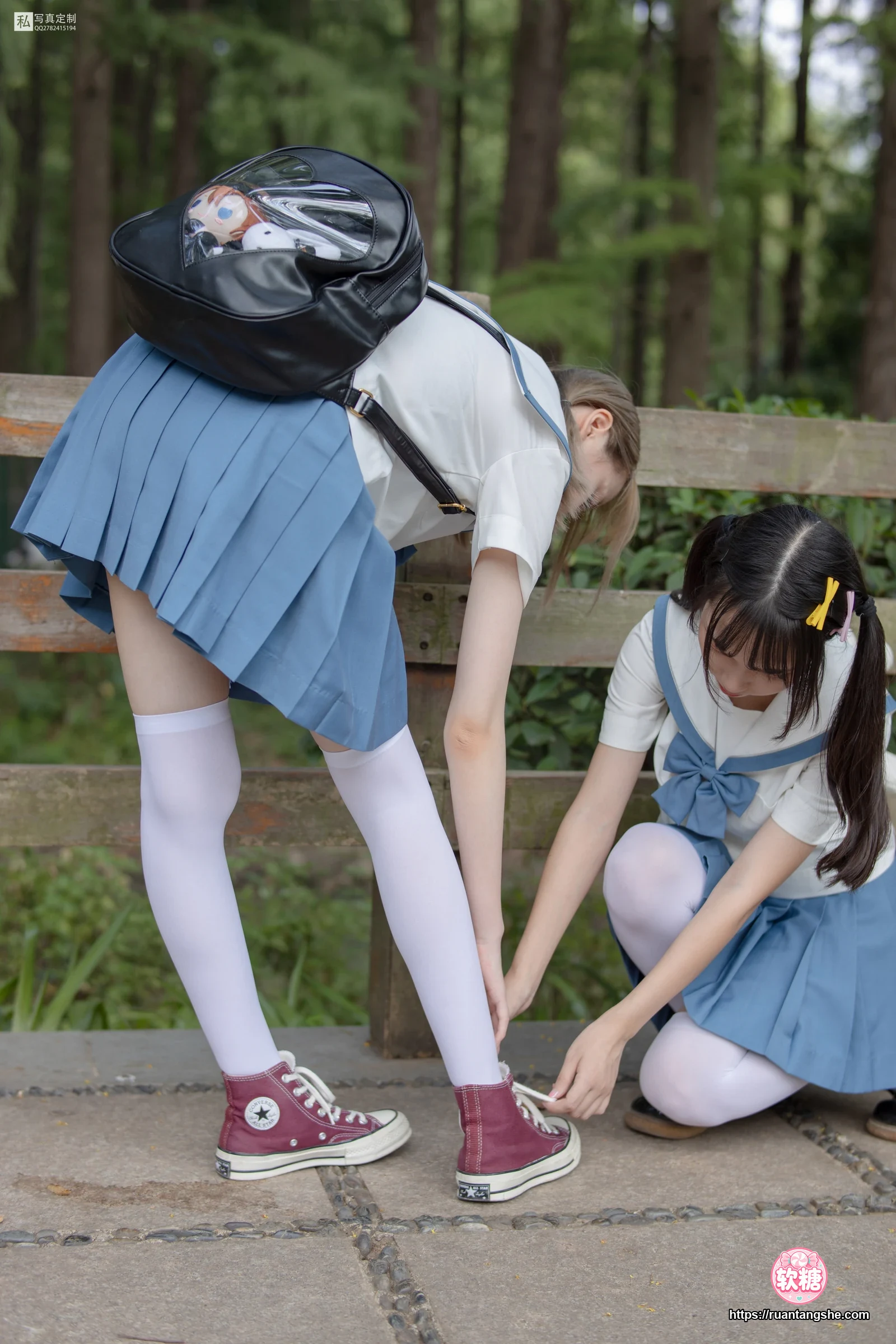 森萝财团 JKFUN-025 《两女一ZOO》 80D白丝过膝袜 默陌&Aika