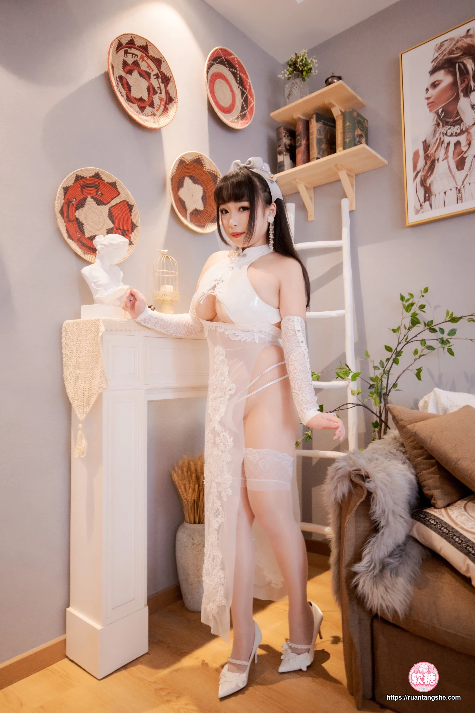 胡桃Kurumi 胡桃 NO.017 - 月光温柔乡 白旗袍