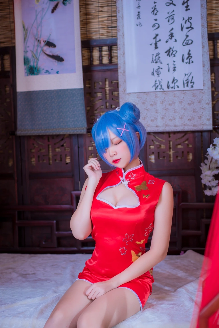二佐Nisa《蕾姆2号本 蕾姆旗袍》写真图集 30P｜在线预览与图包下载