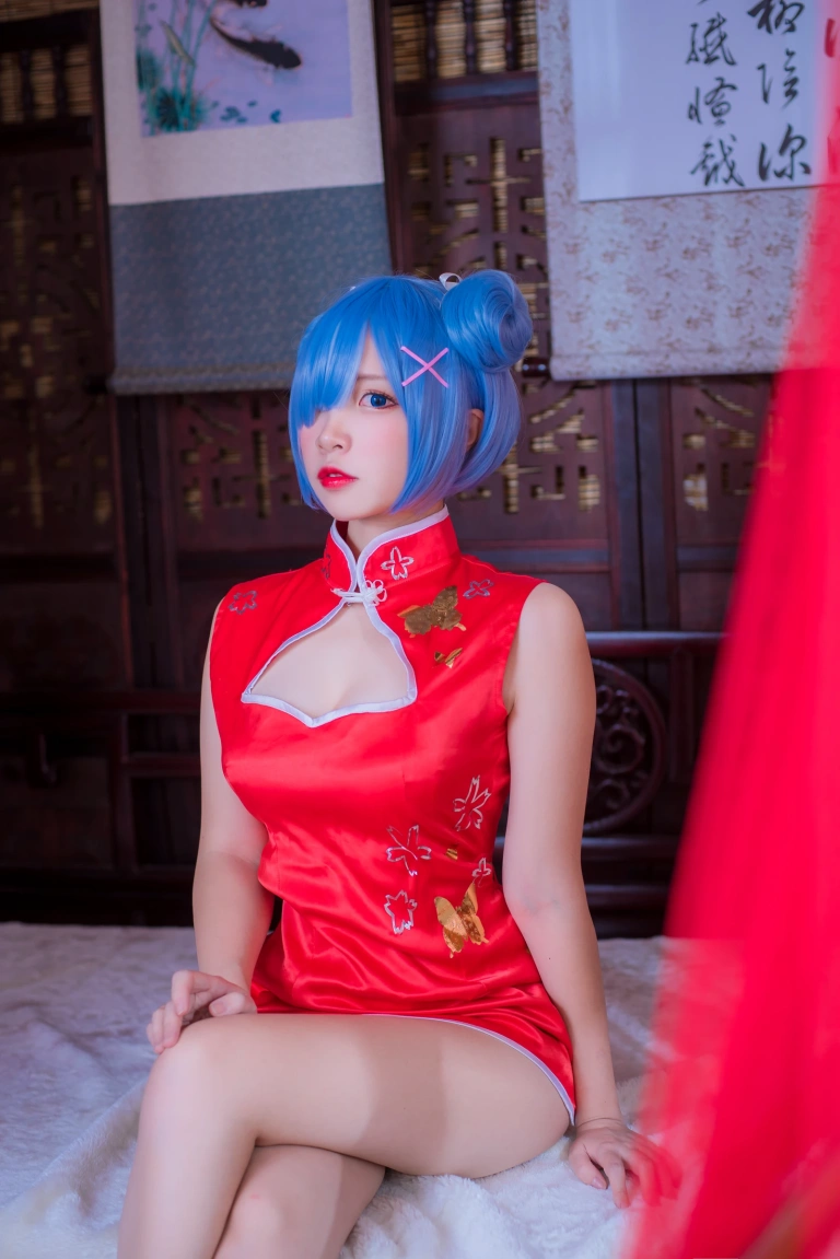 二佐Nisa《蕾姆2号本 蕾姆旗袍》写真图集 30P｜在线预览与图包下载