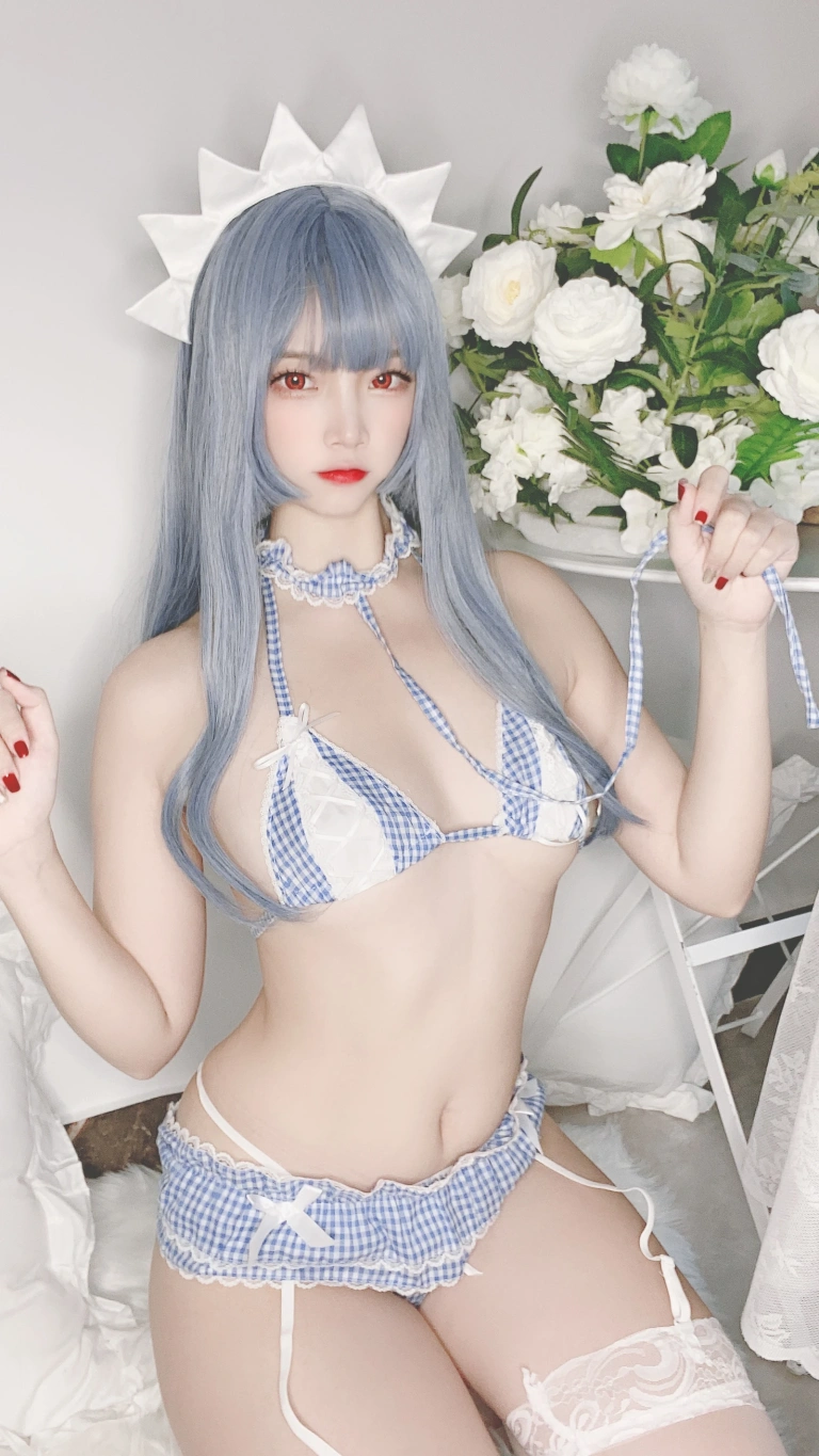 二佐Nisa《私房自拍蓝格比基尼女仆》写真图集 40P｜在线预览与图包下载