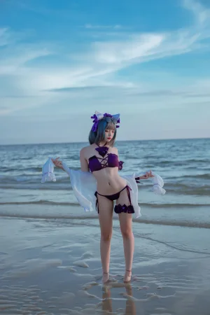 二佐Nisa《碧蓝航线 柴郡泳装》写真图集 30P｜在线预览与图包下载