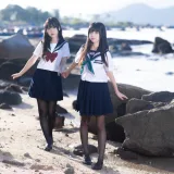 三無人型《水手服百合黑丝（&不呆猫）》写真图集 51P+1V｜在线预览与图包下载