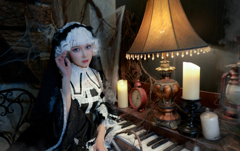 阿包也是兔娘《小裙子 夜之钢琴曲》写真图集 9P｜在线预览与图包下载