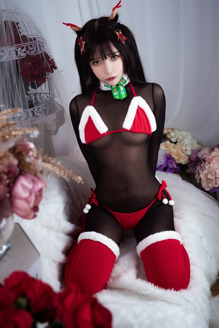抱走莫子《连体黑丝圣诞比基尼》写真图集 30P｜在线预览与图包下载