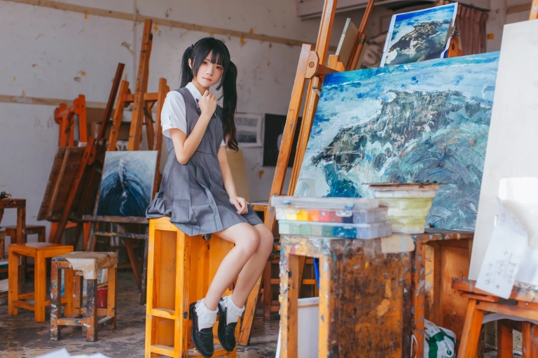 桜桃喵《画室少女》写真图集 17P｜在线预览与图包下载