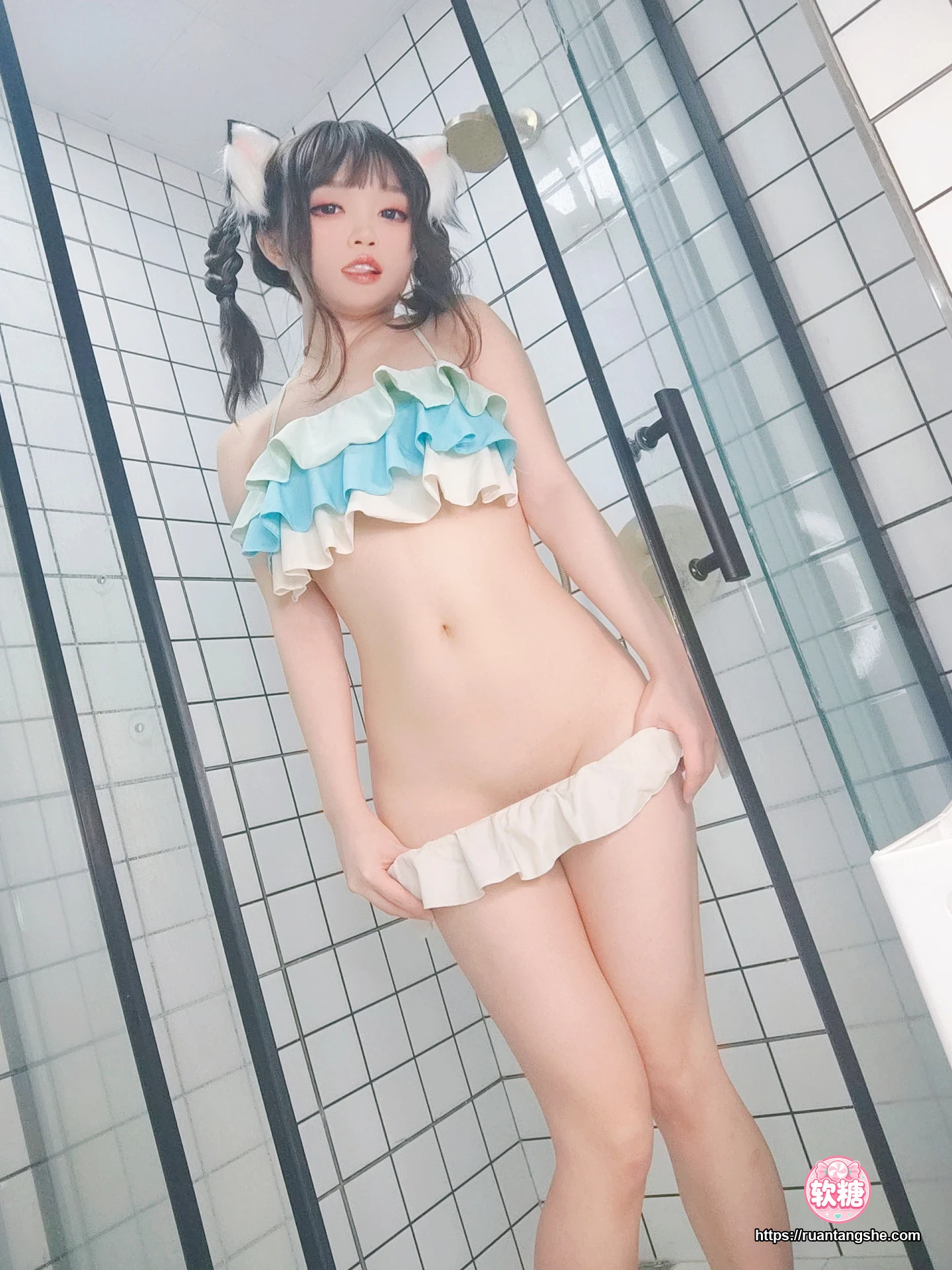 神沢永莉 神沢永莉 NO.011 - ckt浴室蓝白泳衣辫子