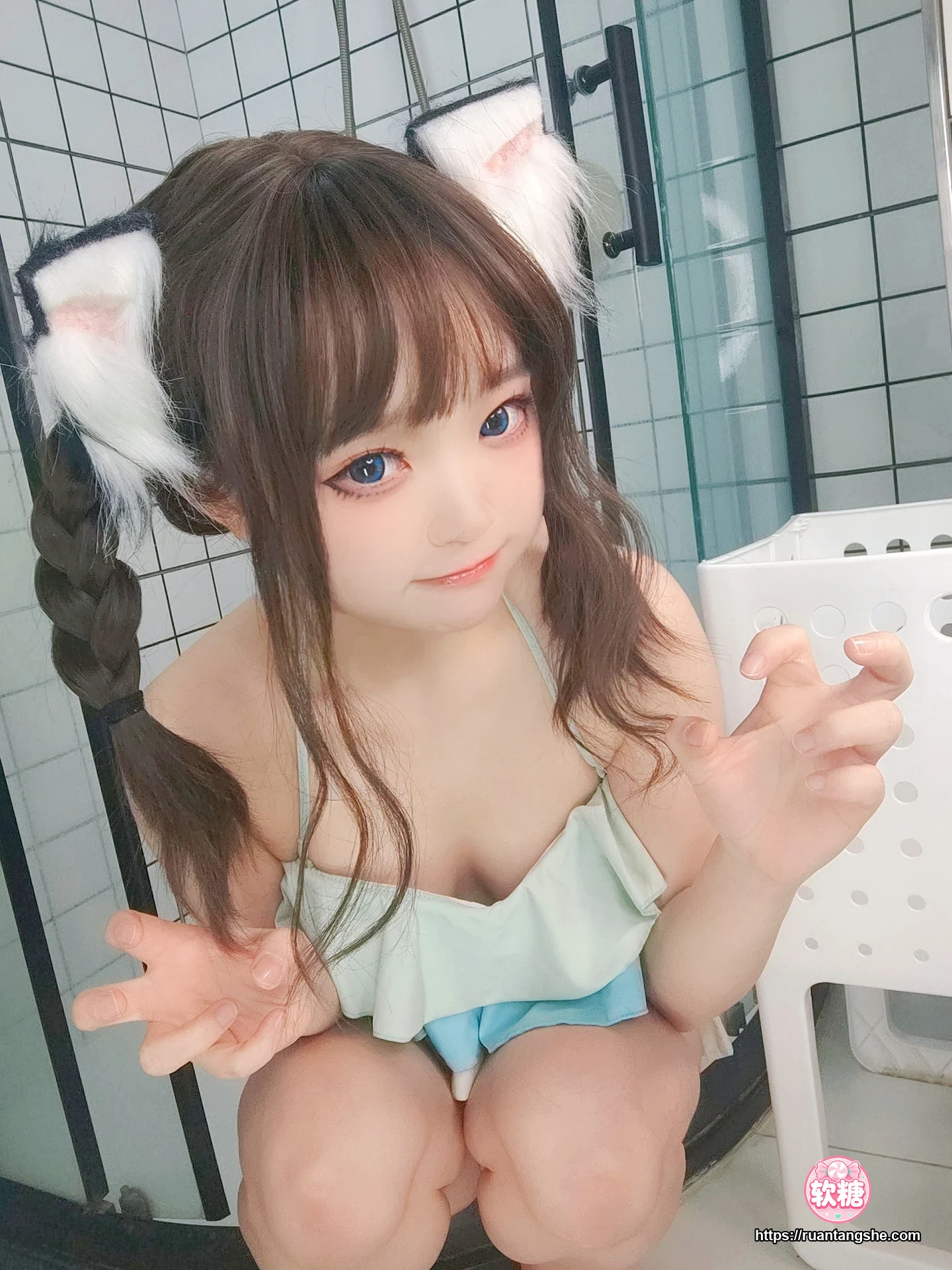 神沢永莉 神沢永莉 NO.011 - ckt浴室蓝白泳衣辫子