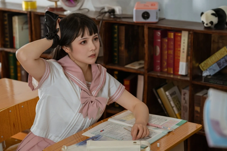 七月喵子《放学后的补习（&奈汐酱nice）》写真图集 72P+1V｜在线预览与图包下载