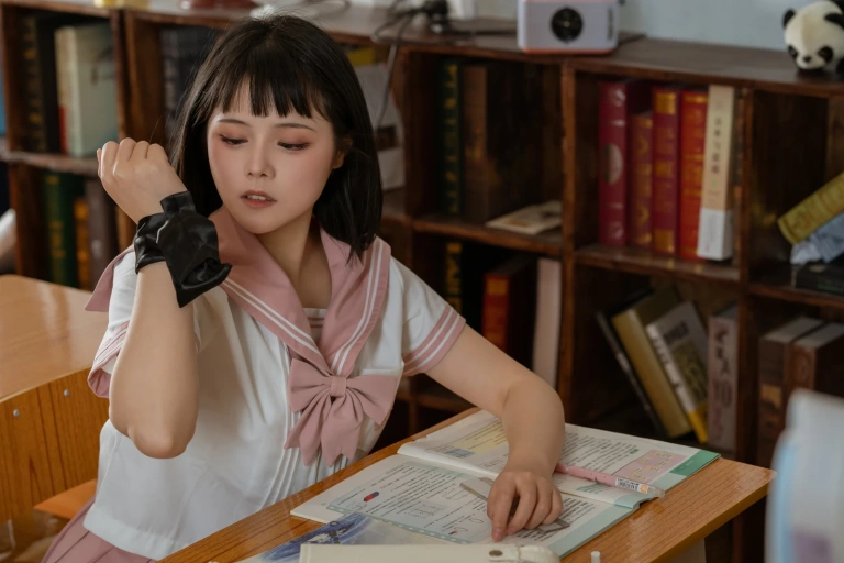 七月喵子《放学后的补习（&奈汐酱nice）》写真图集 72P+1V｜在线预览与图包下载