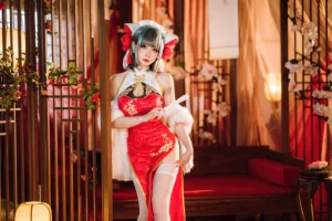 焖焖碳《碧蓝航线 柴郡新春旗袍》写真图集 29P｜在线预览与图包下载