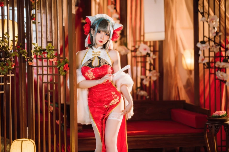焖焖碳《碧蓝航线 柴郡新春旗袍》写真图集 29P｜在线预览与图包下载