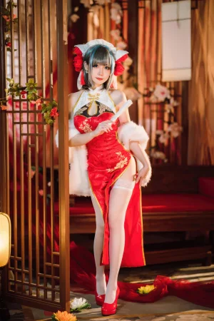 焖焖碳《碧蓝航线 柴郡新春旗袍》写真图集 29P｜在线预览与图包下载