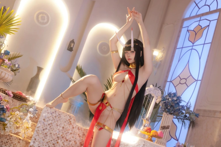 屿鱼《碧蓝航线 能代 赤纱浴影》写真图集 80P｜在线预览与图包下载