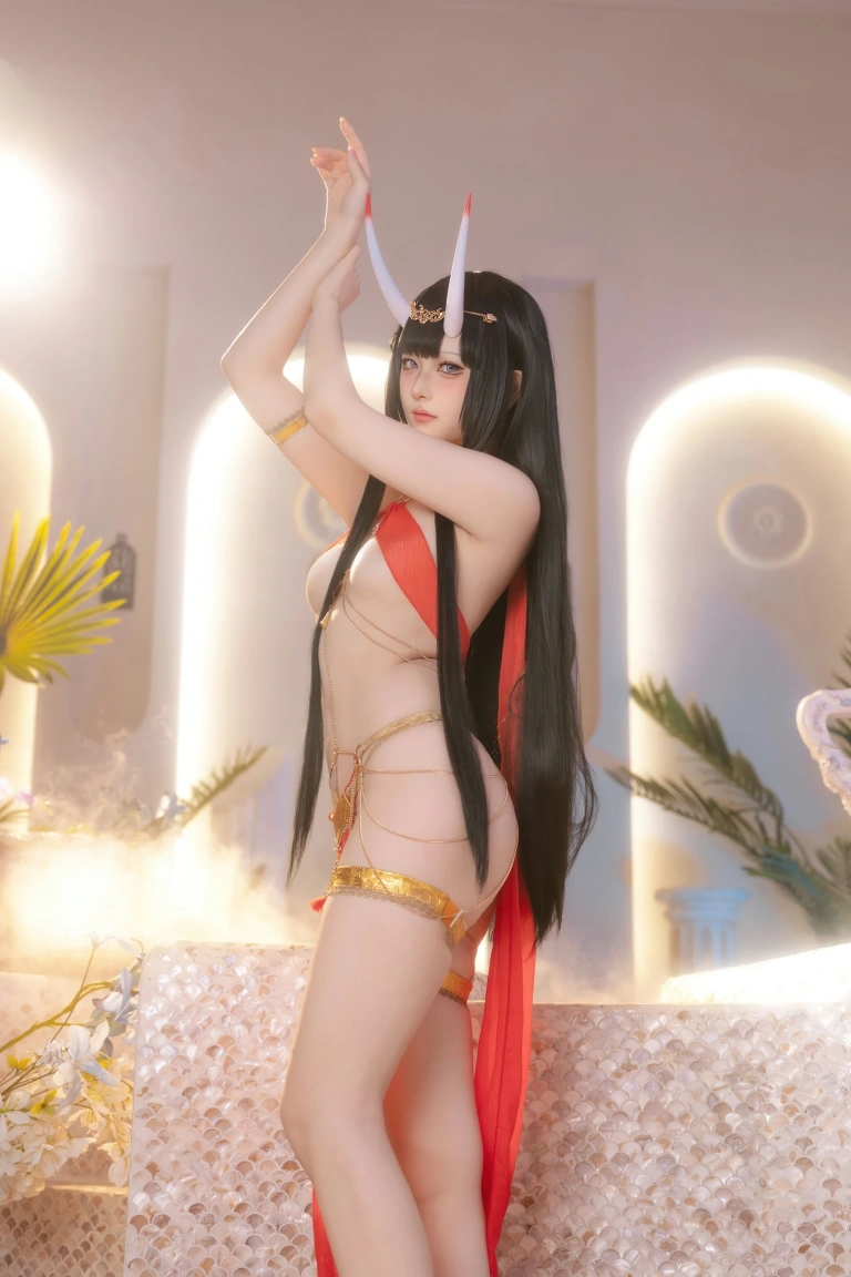 屿鱼《碧蓝航线 能代 赤纱浴影》写真图集 80P｜在线预览与图包下载