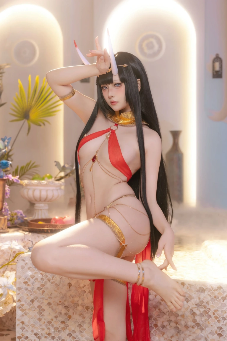 屿鱼《碧蓝航线 能代 赤纱浴影》写真图集 80P｜在线预览与图包下载