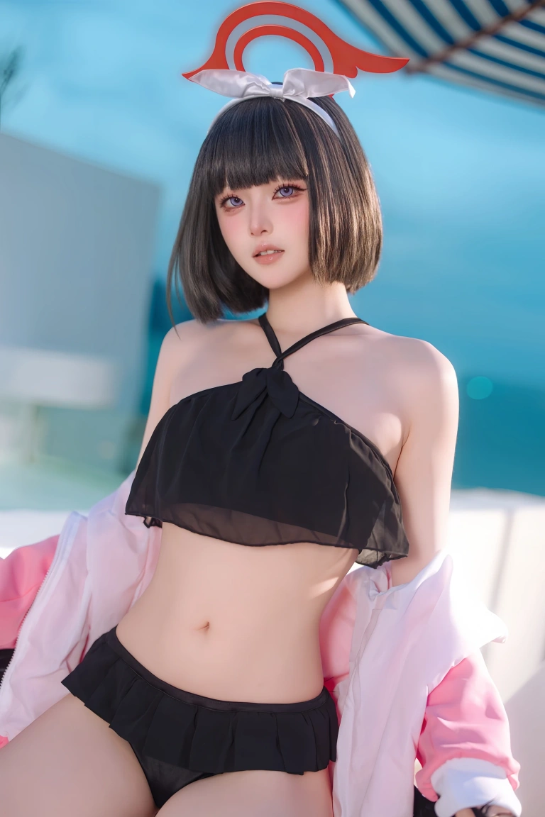 屿鱼《蔚蓝档案 静山真白泳装》写真图集 30P｜在线预览与图包下载