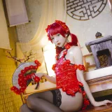 星之迟迟《《花鸟风月》 花与旗袍 红》写真图集 20P｜在线预览与图包下载