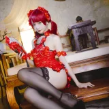 星之迟迟《《花鸟风月》 花与旗袍 红》写真图集 20P｜在线预览与图包下载