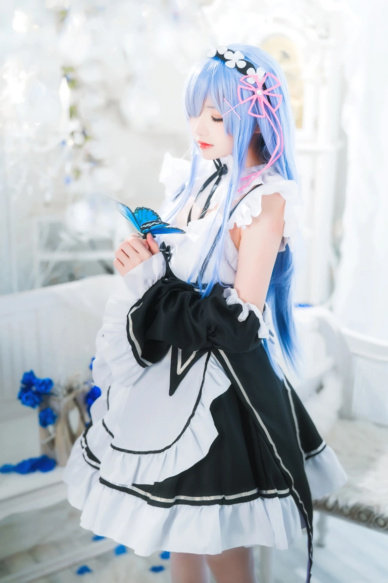桜桃喵《长发蕾姆01》写真图集 45P｜在线预览与图包下载
