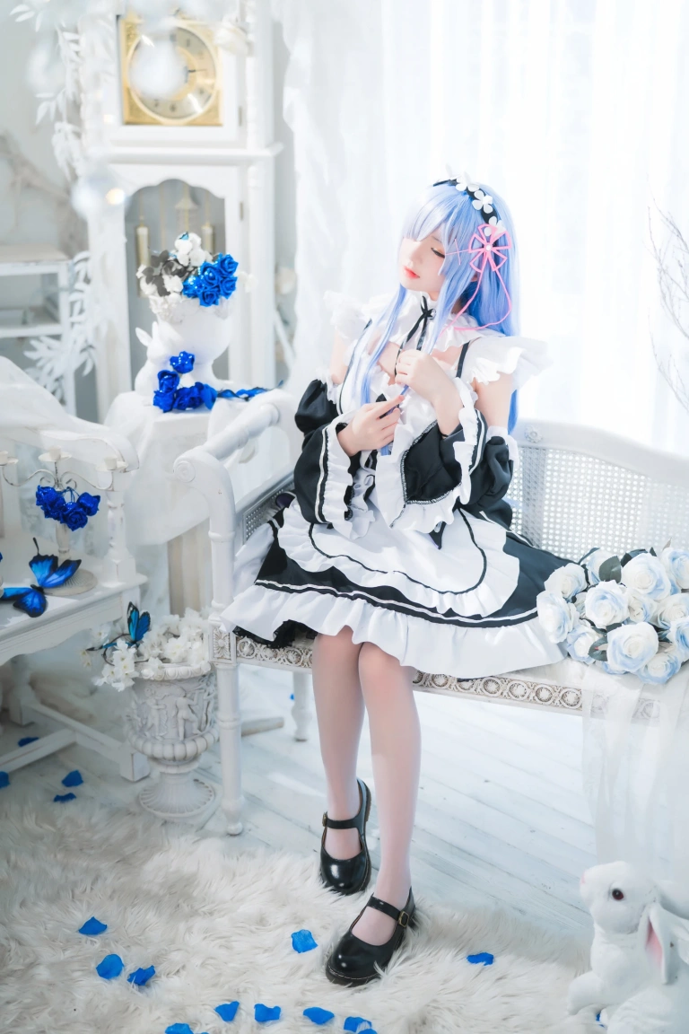 桜桃喵《长发蕾姆02》写真图集 44P｜在线预览与图包下载
