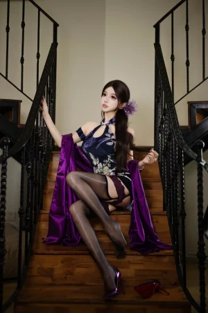 过期米线线喵《紫韵旗袍》写真图集 20P｜在线预览与图包下载