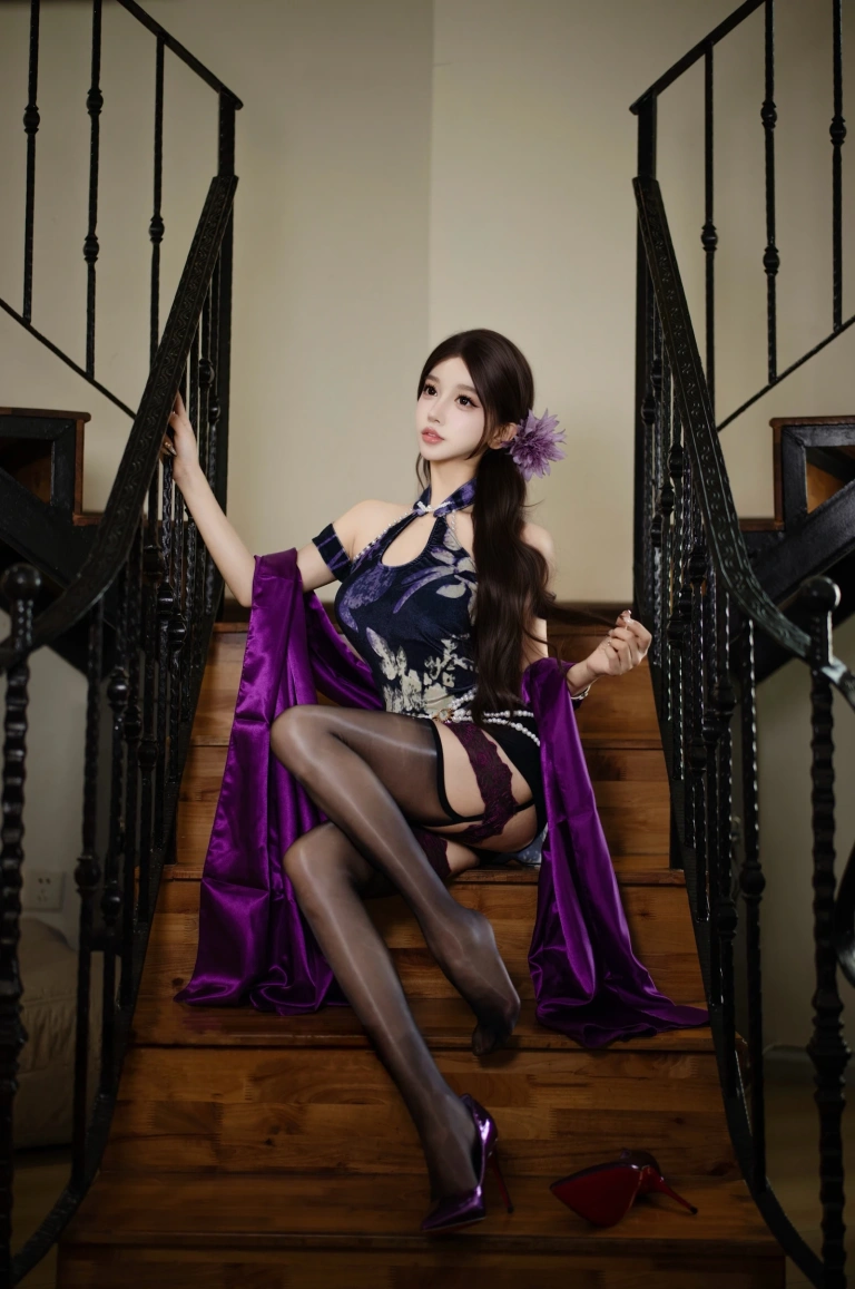 过期米线线喵《紫韵旗袍》写真图集 20P｜在线预览与图包下载