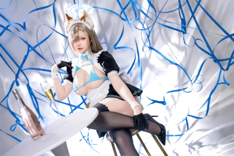 星之迟迟《2023年12月计划C 蔚蓝档案 一之濑明日奈同人女仆》写真图集 91P｜在线预览与图包下载