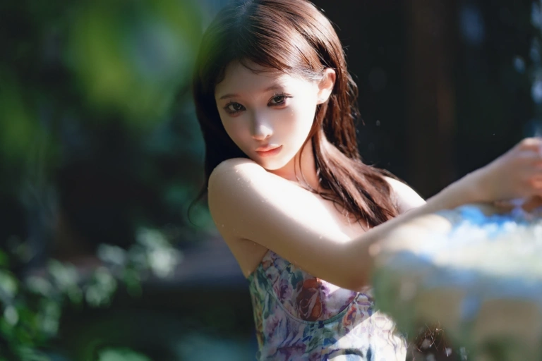 蠢沫沫《水池碎花裙》写真图集 27P｜在线预览与图包下载