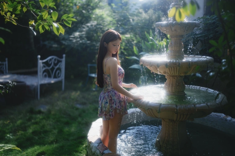 蠢沫沫《水池碎花裙》写真图集 27P｜在线预览与图包下载