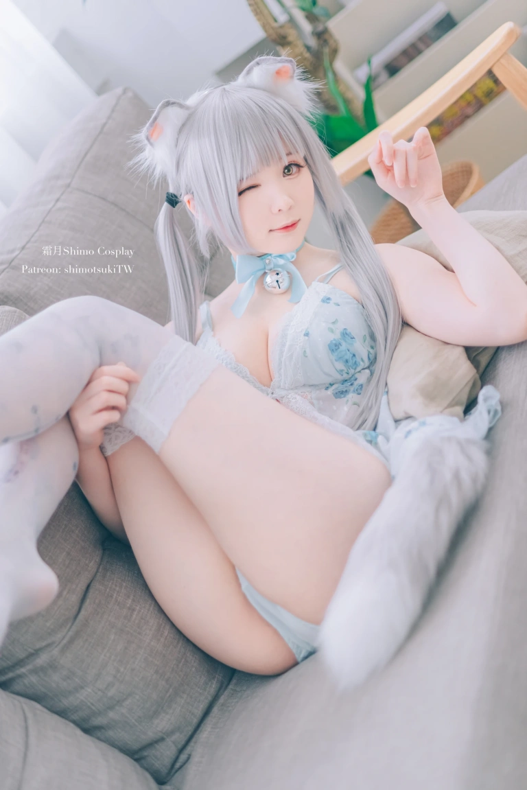 霜月shimo《ベビードールと灰色ねこ》写真图集 15P｜在线预览与图包下载